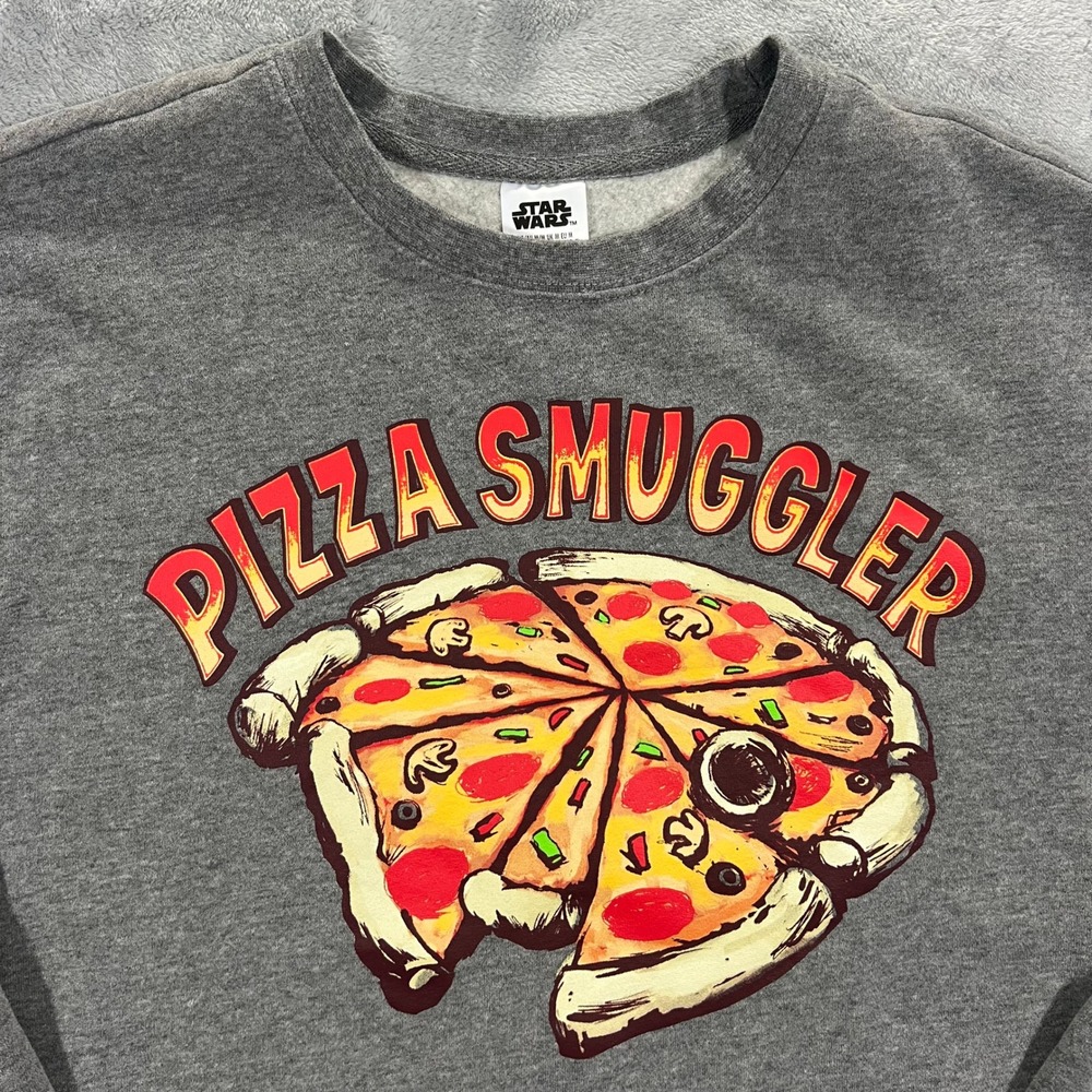 Star Wars Pizza Smuggler Sweatshirt Adult Medium Gray Excellent Graphic Pullover